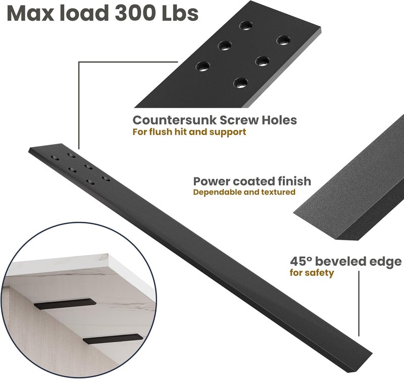 BATODA 16" Countertop Mounted Support Brackets (4 pcs) for Granite - Heavy Duty L Shelf Bracket - DIY Open Shelving Knee Wall Support - Mounting Hardware Included (Pack 4) - Image 2